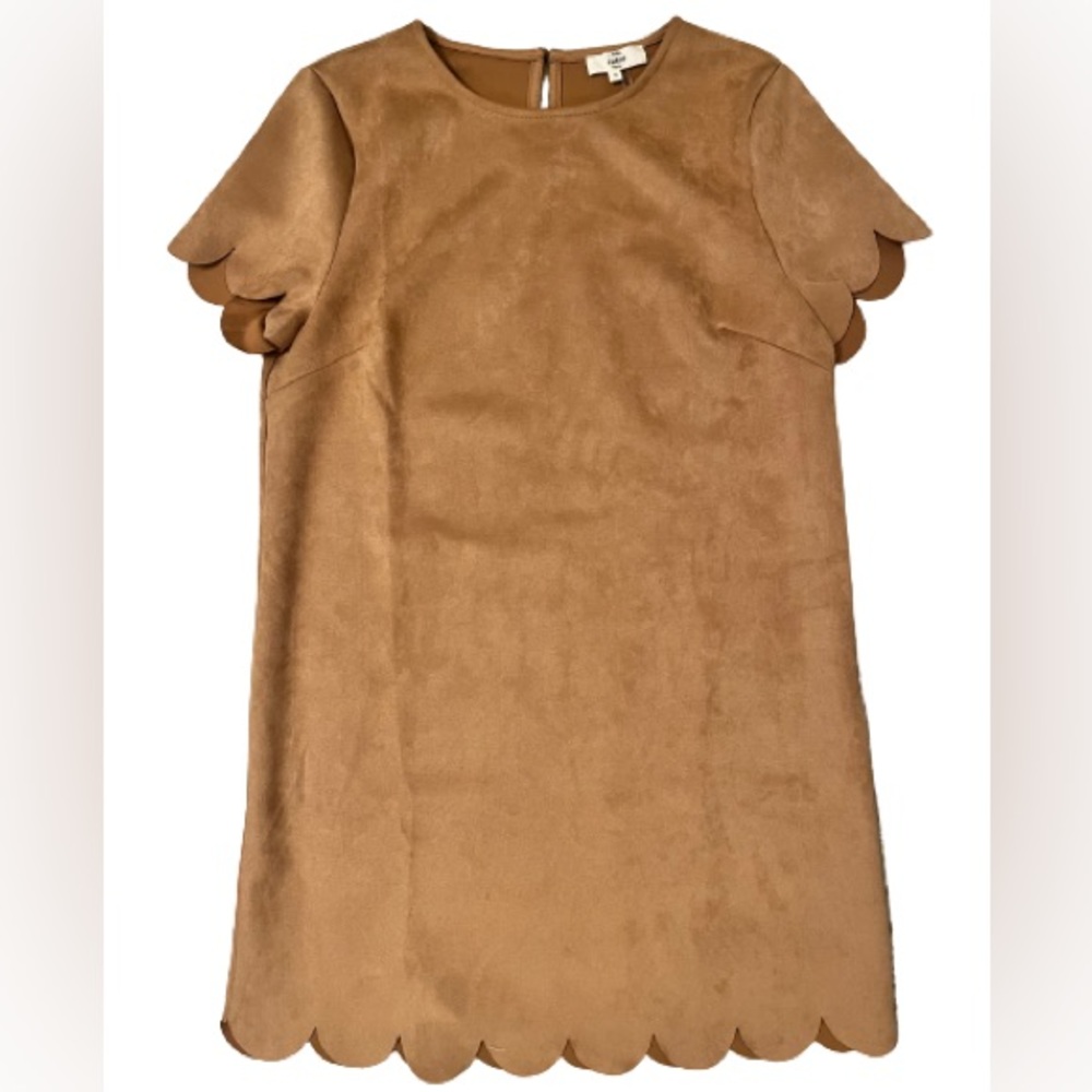 Entro Brown Suede Scalloped Dress